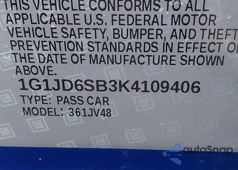 2019 Chevrolet Sonic Lt Auto from USA, damaged, VIN 1G1JD6SB3K4109406